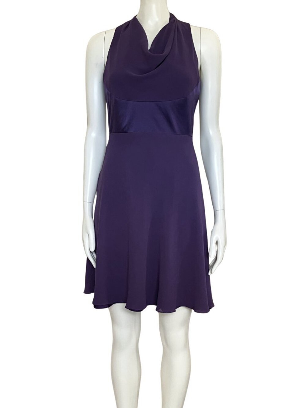 Vintage Y2K 100% Silk Donna Ricco Purple Chiffon Cocktail Dress. Small 6 Petite